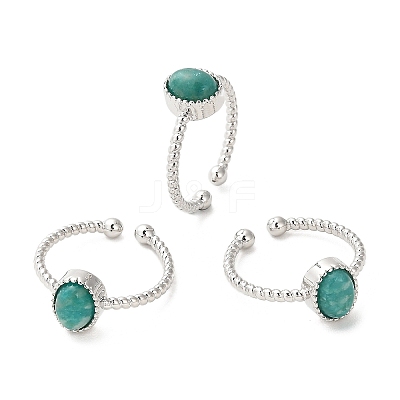Natural Amazonite Open Cuff Ring RJEW-M166-04P-D-1