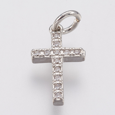 Brass Micro Pave Cubic Zirconia Pendants ZIRC-F083-008P-RS-1
