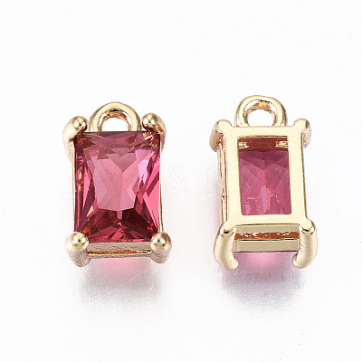 Brass Glass Rhinestone Pendants GLAA-S179-21F-RS-1