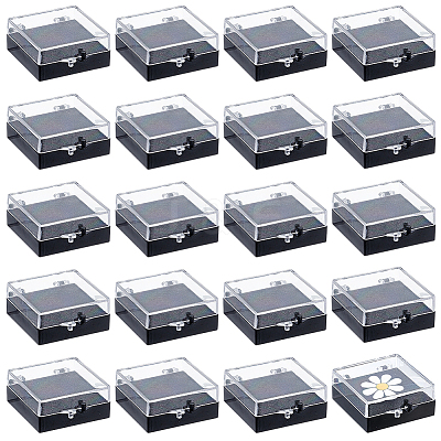 20Pcs Transparent Plastic Loose Diamond Storage Boxes with Sponge Inside CON-CL0001-24-1