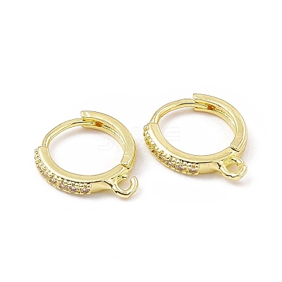 Brass Micro Pave Cubic Zirconia Hoop Earring Findings KK-P224-03G-1