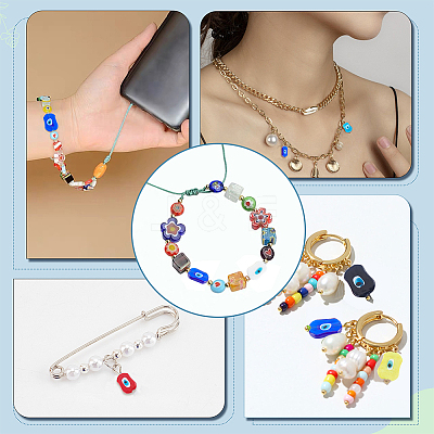 24Pcs 6 Colors Handmade Evil Eye Lampwork Beads LAMP-NB0001-77-1