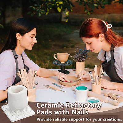 Square Aluminum Oxide Ceramic Porous Refractory Mats with 60Pcs Kiln Frame Support Nails DIY-OC0015-75-1