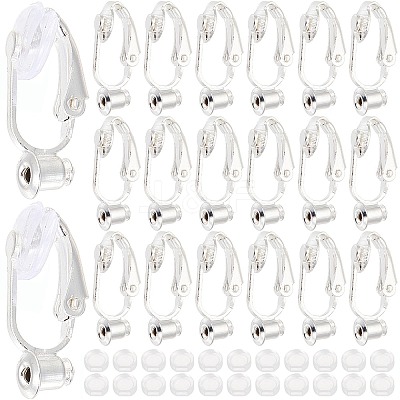 36Pcs Brass Clip-on Earring Converters Findings KK-SP0001-10S-1