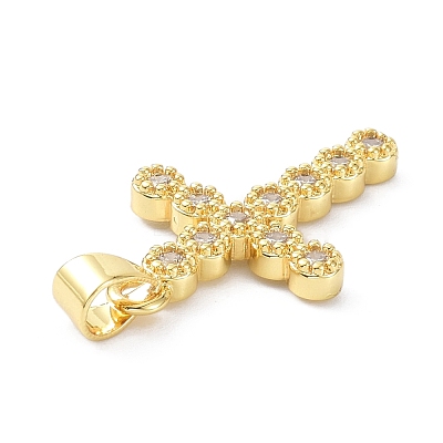 Brass Cubic Zirconia Pendant ZIRC-C021-39G-1