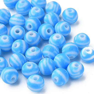 Opaque Striped Acrylic Beads MACR-S373-27D-09-1