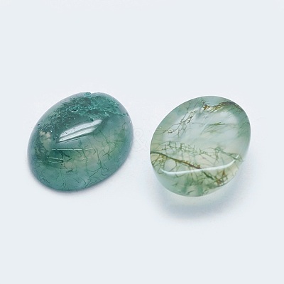 Natural Moss Agate Cabochons G-G759-Z12-1