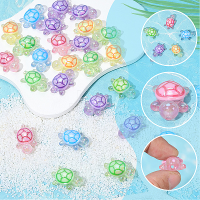 30Pcs UV Plating Transparent Acrylic Beads TACR-SC0002-77-1