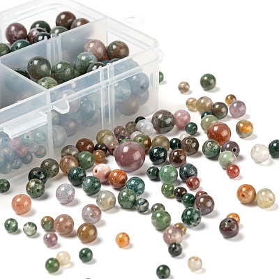 340Pcs 4 Style Natural Indian Agate Beads G-LS0001-46-1