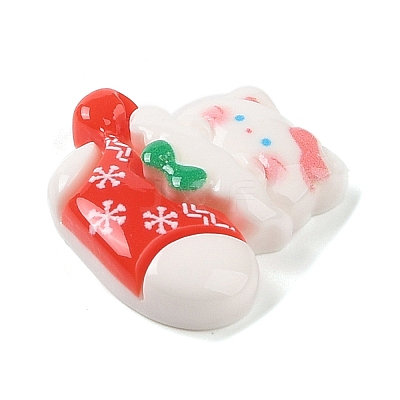 Animal Christmas Socking Theme Opaque Resin Decoden Cabochons RESI-S397-03D-1