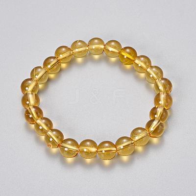 Natural Citrine Beaded Stretch Bracelets BJEW-Q692-48-10mm-1
