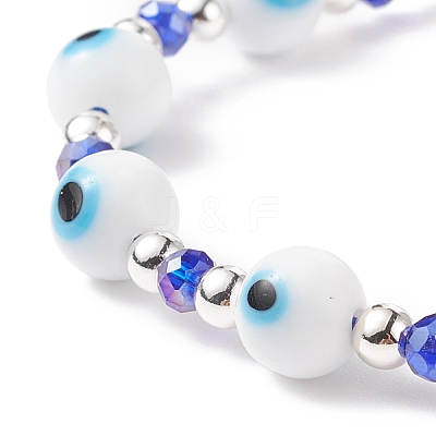 Lampwork Evil Eye & Glass Braided Bead Bracelet BJEW-TA00157-1
