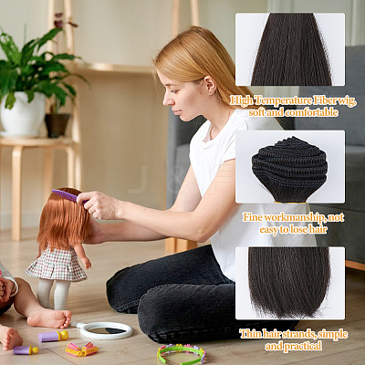 10Pcs Plastic Long Straight Hairstyle Doll Wig Hair DIY-DC0003-96B-1