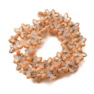 Picasso Baking Paint & Golden Metal Enlaced Glass Beads Strands GL-CBA98F0-02E-1
