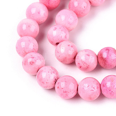 Dyed Synthetic Fossil Beads Strands G-T139-6mm-66C-1