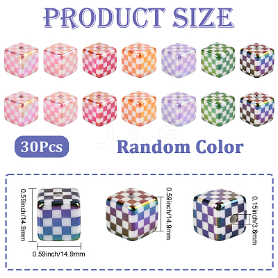 30Pcs UV Plating Opaque Acrylic Beads OACR-SP0001-92-1