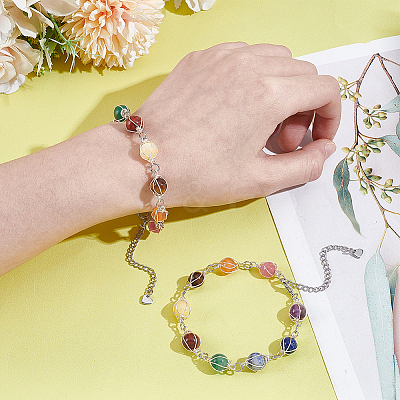 2Pcs Round Natural Mixed Gemstone Beads Bracelets for Women BJEW-UN00018-1