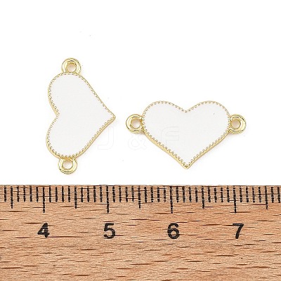 Brass Enamel Heart Links Connector Charms KK-B198-01G-A-1