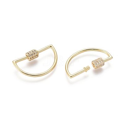 Brass Micro Pave Cubic Zirconia Screw Carabiner Lock Charms ZIRC-I031-14G-1