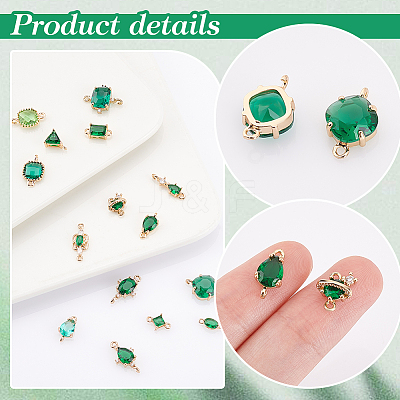 30Pcs 15 Styles Brass PAve Glass & Cubic Zirconia Connector Charms GLAA-GA0001-74-1