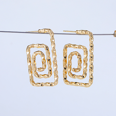 Spiral Rectangle Brass Stud Earrings JB0708-1