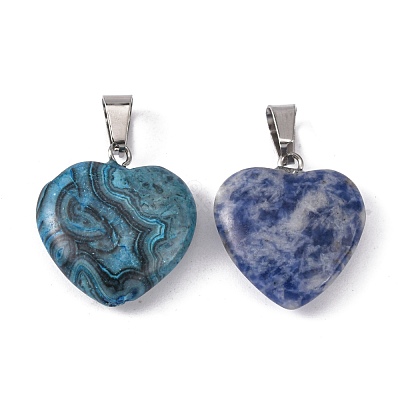 Heart Natural & Synthetic Mixed Stone Pendants X-G-Q438-M-1