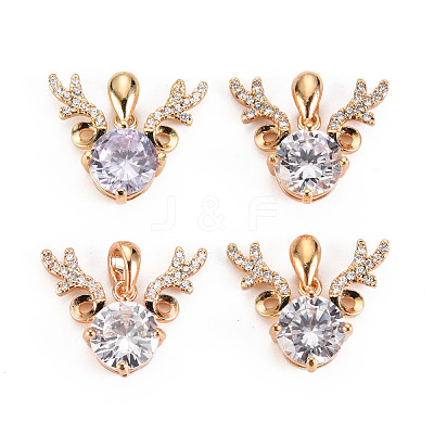 Brass Micro Cubic Zirconia Pendants X-GLAA-S193-014-1