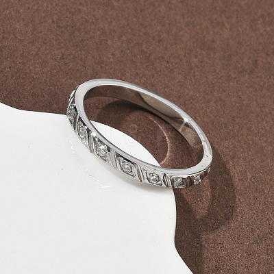 304 Stainless Steel Cubic Zirconia Finger Rings for Women RJEW-F189-01P-1