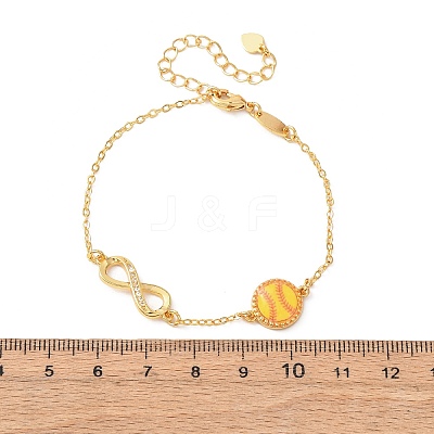 Sports Brass Micro Pave Cubic Zirconia Infinity Link Bracelets BJEW-D386-01D-G-1