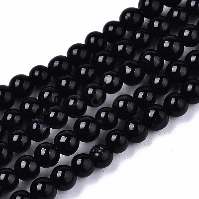 Natural Black Onyx Beads Strands X-G-S359-231-1