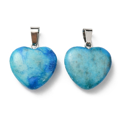 Dyed Heart Natural Gemstone Pendants G-Q438-05-1
