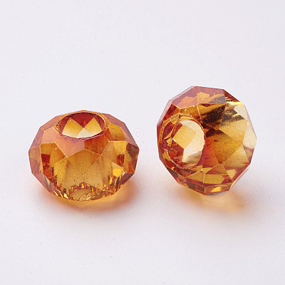 Fascinating No Metal Core Rondelle Dark Orange Charm Glass Large Hole European Beads Fits Bracelets & Necklaces X-GDA007-60-1