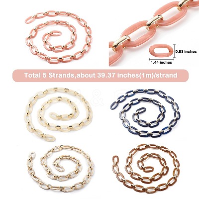 5 Strands 5 Colors Handmade Acrylic Cable Chains CHAC-SZ0001-02-1