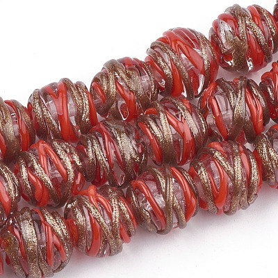 Handmade Gold Sand Lampwork Beads LAMP-T006-03E-1