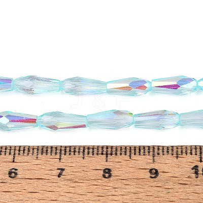 AB Color Plated Transparent Glass Teardrop Beads Strands LS-EGLA-T029-08C-1