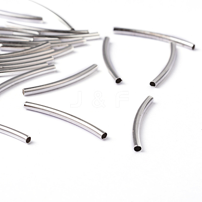 Brass Curved Tube Beads X-EC297-S-1