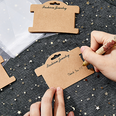 100Pcs Paper Bracelet Display Cards CDIS-WH0027-11B-02-1