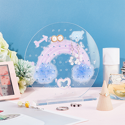 Round Transparent Acrylic Earring Display Organizer Stands EDIS-WH0035-12A-1