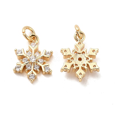 Rack Plating Brass Micro Pave Cubic Zirconia Charms KK-E081-15G-1