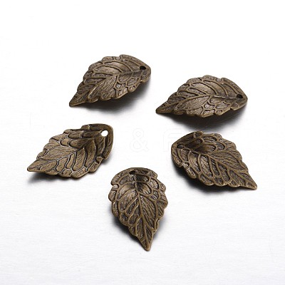 Leaf Brass Pendants KK-F371-49AB-1