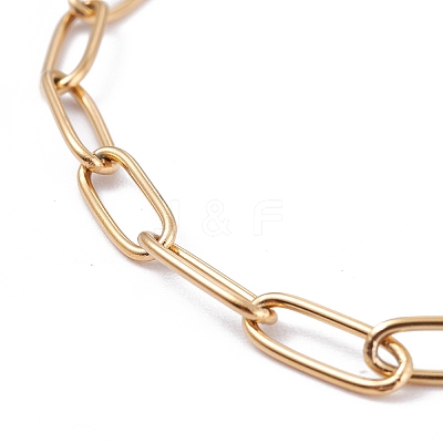 PVD Vacuum Plating 304 Stainless Steel Paperclip Chain Bracelets X-BJEW-I295-15G-1