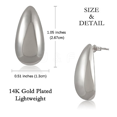 Brass Teardrop Stud Earrings for Women JE1090B-1