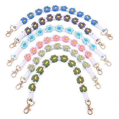 6Pcs 6 Colors Cotton Cord Knitted Daisy Cup Belt AJEW-TA0002-37-1