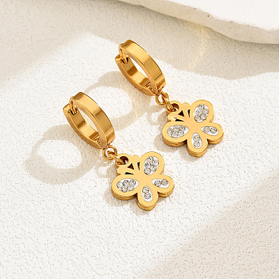 Fashionable Classic Butterfly 201 Stainless Steel Hoop Earrings MR2941-1
