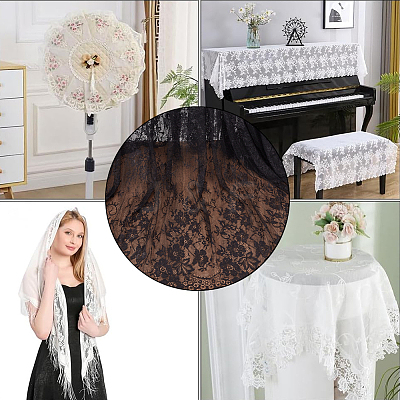 Flower Pattern Polyester Lace Fabrc DIY-WH20007-849B-1