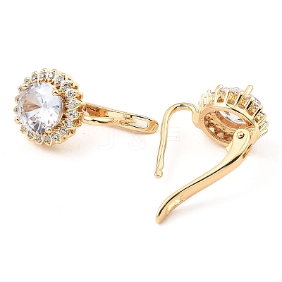 Brass with Cubic Zirconia Hoop Earrings EJEW-D078-42G-1
