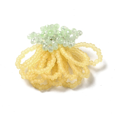 Glass Beads Braided Flower Cabochons GLAA-F120-01B-1