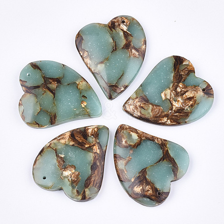 Assembled Natural Bronzite and Syntheti Aqua Terra Jasper Pendants G-S329-055-1