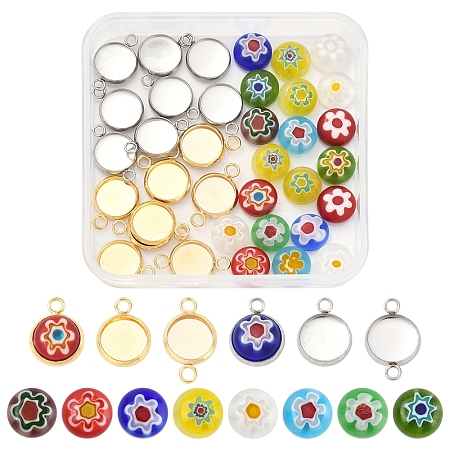 16Pcs 4 Styles Stainless Steel Pendant Cabochon Settings STAS-FS0001-79-1