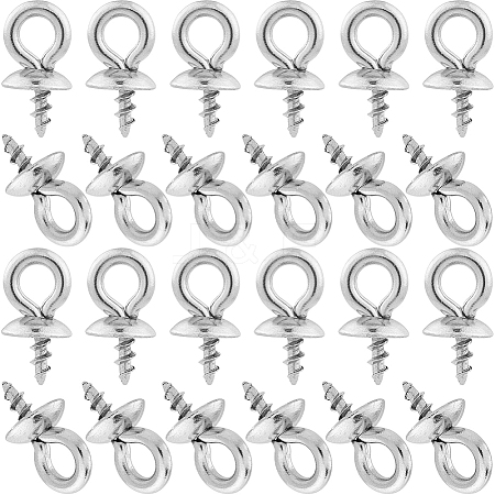 SUNNYCLUE 100Pcs 201 Stainless Steel Screw Cup Peg Bails STAS-SC0005-93-1